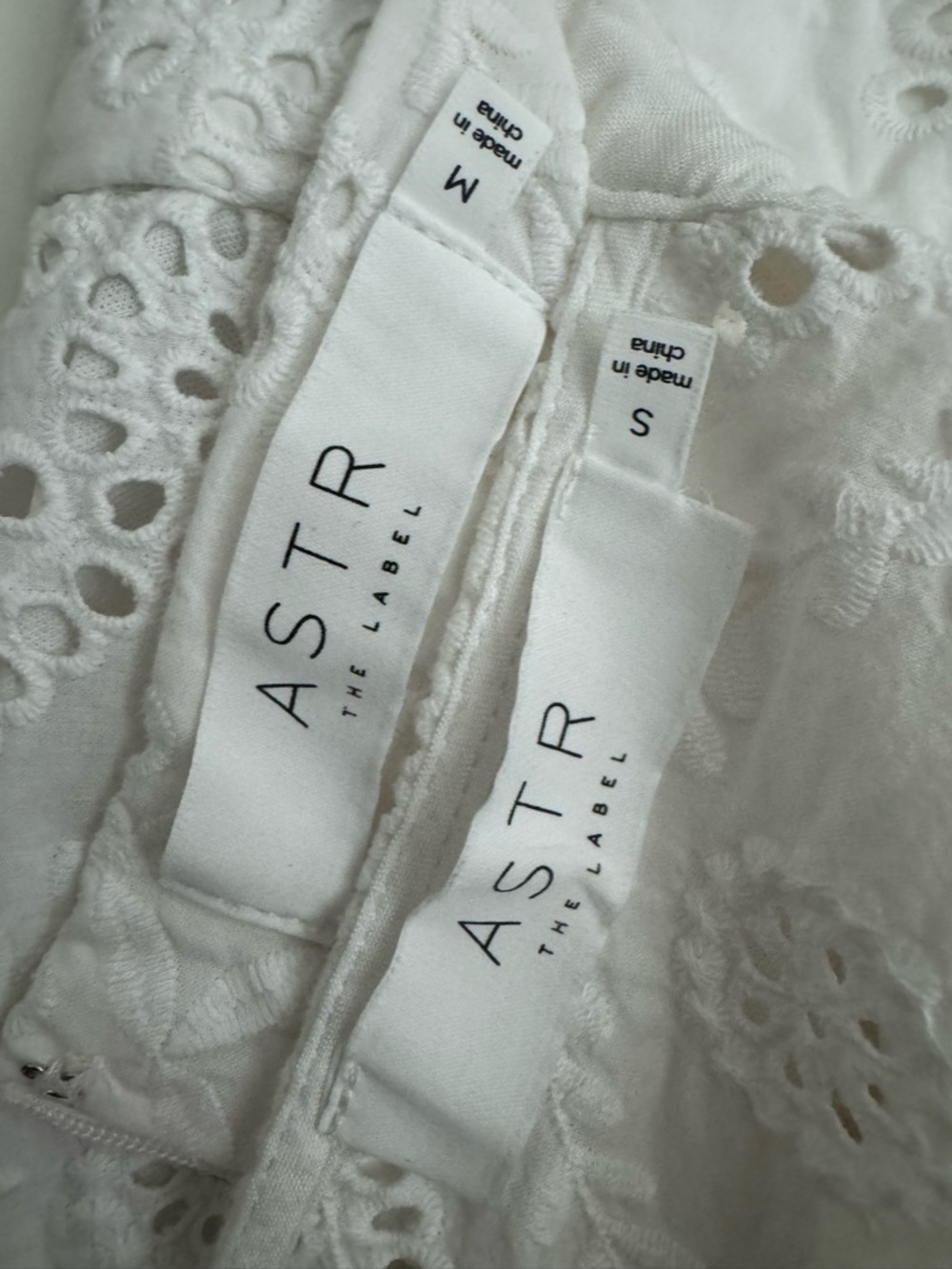 Astr White Eyelet Two-Piece Crop Top & Ruffle Shorts Coord Set, Size S/M - Picture 4 of 5